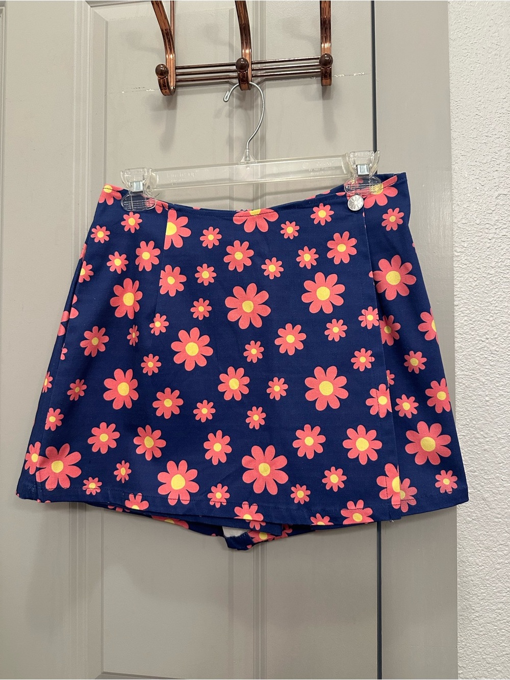 Delia’s x Dolls Kill Navy Blue Floral Skort with Pink & Yellow Daisies
